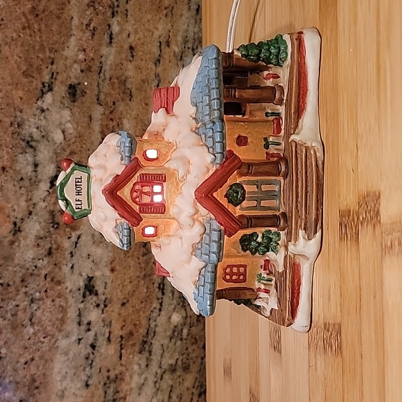 Vintage Other - Vintage Porcelain lighted Elf Hotel Santa Village